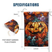 Scary Pumpkin Garden Flag Spooky Halloween Yard Flags For Outside 12X18 Double Sided Small Fall Outdoor Flag Stained Glass Autum