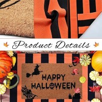 Halloween Decor Doormat Combo Set 100 Coco Coir Welcome Mat 3 X 5 Orange And White Striped Rug Halloween Fall Front Porc