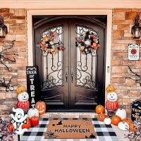 Halloween Decor Doormat Combo Set 100 Coco Coir Welcome Mat 3 X 5 Black And White Plaid Rug Halloween Fall Front Porch E