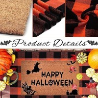 Halloween Decor Doormat Combo Set 100 Coco Coir Welcome Mat 3 X 5 Orange And Black Plaid Rug Halloween Fall Front Porch