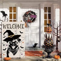 Halloween Garden Flag Pug Cobweb Bats Double Sided Vertical Welcome Flag Holiday Outdoor Yard Lawn Decorations 125 X 18 Inch