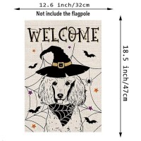 Halloween Garden Flag Poodle Cobweb Bats Double Sided Vertical Welcome Flag Holiday Outdoor Yard Lawn Decorations 125 X 18 Inch