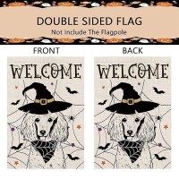 Halloween Garden Flag Poodle Cobweb Bats Double Sided Vertical Welcome Flag Holiday Outdoor Yard Lawn Decorations 125 X 18 Inch