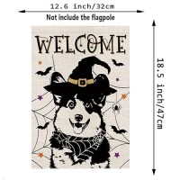 Halloween Garden Flag Corgi Cobweb Bats Double Sided Vertical Welcome Flag Holiday Outdoor Yard Lawn Decorations 125 X 18 Inch