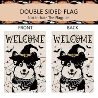 Halloween Garden Flag Corgi Cobweb Bats Double Sided Vertical Welcome Flag Holiday Outdoor Yard Lawn Decorations 125 X 18 Inch