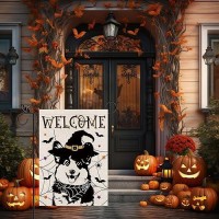 Halloween Garden Flag Corgi Cobweb Bats Double Sided Vertical Welcome Flag Holiday Outdoor Yard Lawn Decorations 125 X 18 Inch