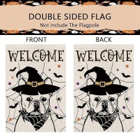 Halloween Garden Flag French Bulldog Cobweb Bats Double Sided Vertical Welcome Flag Holiday Outdoor Yard Lawn Decorations 125 X