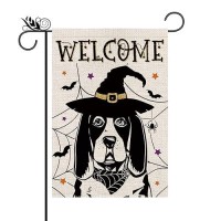 Halloween Garden Flag English Bulldog Cobweb Bats Double Sided Vertical Welcome Flag Holiday Outdoor Yard Lawn Decorations 125