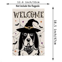 Halloween Garden Flag English Bulldog Cobweb Bats Double Sided Vertical Welcome Flag Holiday Outdoor Yard Lawn Decorations 125