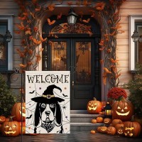 Halloween Garden Flag English Bulldog Cobweb Bats Double Sided Vertical Welcome Flag Holiday Outdoor Yard Lawn Decorations 125