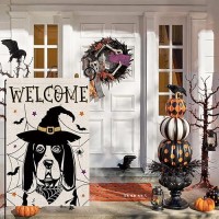 Halloween Garden Flag English Bulldog Cobweb Bats Double Sided Vertical Welcome Flag Holiday Outdoor Yard Lawn Decorations 125