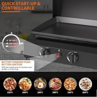 Skok 3 Burner Gas Griddle With Hood 233 Inch Outdoor Propane Griddle30000 Btu Propane Fuelled Portable Flat Top Gas Grill Ca