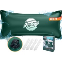 Angooni 4X8Ft Heavyduty Green Pool Pillow With Sturdy Ropes 04Mm Thick Pvc Pool Pillows For Winter With Boston Dualinflatio