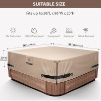 1000N Tearing Strength Hot Tub Cover Protector 900D Upgrade Fabric 96 X 96 Inch Fit 95 X 95 94 X 94 93 X 93Inch Or 92 X 92 Squa