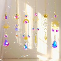 Sun Catchers 6Pieces Colorful Crystals Suncatcher With Chain Pendant Ornaments Hanging Crystals Prism Rainbow For Window Home In