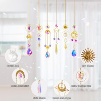 Sun Catchers 6Pieces Colorful Crystals Suncatcher With Chain Pendant Ornaments Hanging Crystals Prism Rainbow For Window Home In