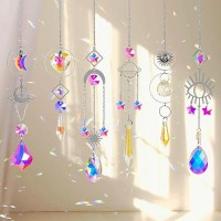 Sun Catchers 6Pieces Colorful Crystals Suncatcher With Chain Pendant Ornaments Hanging Crystals Prism Rainbow For Window Home In