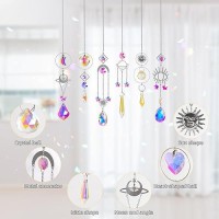 Sun Catchers 6Pieces Colorful Crystals Suncatcher With Chain Pendant Ornaments Hanging Crystals Prism Rainbow For Window Home In