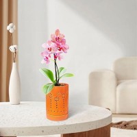 4 Inch Orchid Pot  Ceramic Orchid Pot For Repotting With Saucers  Orchid Pots With Holes More Ventilation Hole Easy Breathing  Plant Pot For Repotting Orchids And Other Flowers - Indoor/Outdoor Orange