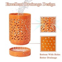 Pavtner Orchid Pots 4 Inch Ceramic Orchid Pot With Holes  Plant Pot For Repotting  Flower Planter Pot Indoor Outdoor  Breathable Slotted Orchids Planter Orange