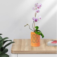 Pavtner Orchid Pots 4 Inch Ceramic Orchid Pot With Holes  Plant Pot For Repotting  Flower Planter Pot Indoor Outdoor  Breathable Slotted Orchids Planter Orange