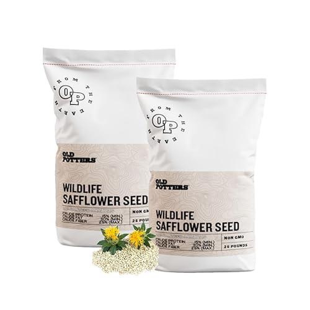 Old Potters Wildlife Safflower Seed For Wildlife Bird Feeding  Non-Gmo And Usa Small Farm Grown  50 Lbs