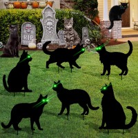 6 Pcs Black Cat Halloween Decorations Plastic Yard Signs With Stakes Spooky Halloween Decorations Outdoor Scary Silhouette With