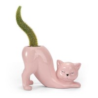 Toivo Cat Planter Pot Indoor And Outdoor Plant Displays Funny Ceramics Cat Flower Pot Cat Gifts For Cat Lovers Lovely Office Des