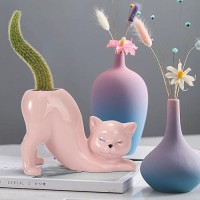 Toivo Cat Planter Pot Indoor And Outdoor Plant Displays Funny Ceramics Cat Flower Pot Cat Gifts For Cat Lovers Lovely Office Des