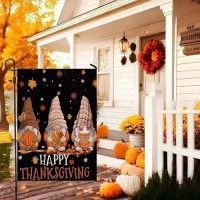 Fall Gnomes Garden Flags 12X18 Inch Vertical Double Sided For Outside Happy Thanksgiving Fall Pumpkin Burlap Garden For Outdoor House Holiday Decoration