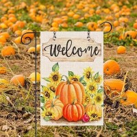 Fall Welcome Sunflower Garden Flag 12 X 18 Inch Vertical Double Sided Fall Thanksgiving Pumpkin For Outside Yard Lawn Outdoor Decoration