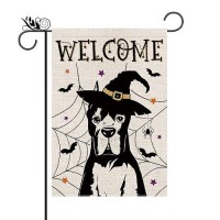 Halloween Garden Flag Great Dane Cobweb Bats Double Sided Vertical Welcome Flag Seasonal Holiday Outdoor Yard Lawn Party Decorat