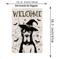 Halloween Garden Flag Great Dane Cobweb Bats Double Sided Vertical Welcome Flag Seasonal Holiday Outdoor Yard Lawn Party Decorat