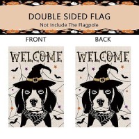 Halloween Garden Flag Beagle Cobweb Bats Double Sided Vertical Welcome Flag Seasonal Holiday Outdoor Yard Lawn Party Decorations