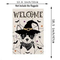 Halloween Garden Flag Chihuahua Cobweb Bats Double Sided Vertical Welcome Flag Seasonal Holiday Outdoor Yard Lawn Party Decorati