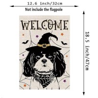 Halloween Garden Flag Shih Tzu Cobweb Bats Double Sided Vertical Welcome Flag Seasonal Holiday Outdoor Yard Lawn Party Decoratio