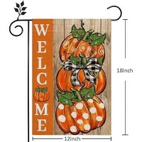 Fall Welcome Garden Flag 12X18 Inch Polka Dots Vertical Small Double Sided Autumn Pumpkins Garden Flag Suitable For Outside Outdoor Holiday Yard Lawn