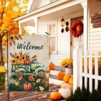 Fall Garden Flag 12X18 Inch Vertical Double Sided For Outside Autumn Pumpkins Truck For Yard Outdoor Decoration Flag