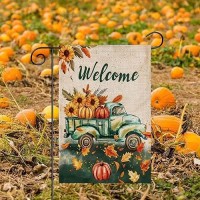 Fall Garden Flag 12X18 Inch Vertical Double Sided For Outside Autumn Pumpkins Truck For Yard Outdoor Decoration Flag