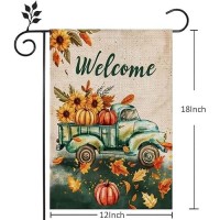 Fall Garden Flag 12X18 Inch Vertical Double Sided For Outside Autumn Pumpkins Truck For Yard Outdoor Decoration Flag