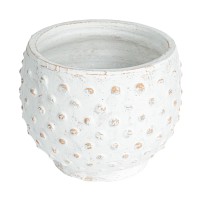 Creative Coop Distressed Terra Cotta Hobnail Planter White