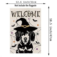 Halloween Garden Flag Dachshund Cobweb Bats Double Sided Vertical Welcome Flag Seasonal Holiday Outdoor Yard Lawn Party Decorati