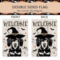 Halloween Garden Flag Dachshund Cobweb Bats Double Sided Vertical Welcome Flag Seasonal Holiday Outdoor Yard Lawn Party Decorati