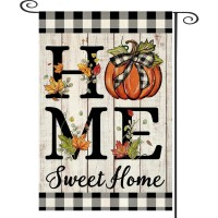 Ortigia Fall Garden Flag Flags For Outside 125X18 Inch Double Sided Pumpkins Home Sweet Home Small Mini Garden Flag Burlap Fla