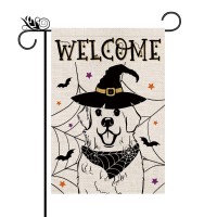 Halloween Garden Flag Great Pyrenees Cobweb Bats Double Sided Vertical Welcome Flag Holiday Outdoor Yard Lawn Decorations 125 X