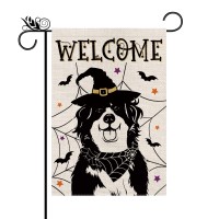 Halloween Garden Flag Bernese Mountain Cobweb Bats Double Sided Vertical Welcome Flag Holiday Outdoor Yard Lawn Decorations 125