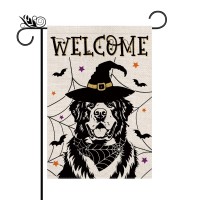 Halloween Garden Flag Saint Bernard Cobweb Bats Double Sided Vertical Welcome Flag Holiday Outdoor Yard Lawn Decorations 125 X