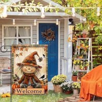 Hello Fall 12X18 Inch Garden Flag Vertical Double Sided Welcome Cartoon Doll Garden Flag Autumn Seasonal Farmhouse Yard Outdoor