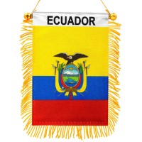 Anley 4 X 6 Inch Ecuador Fringy Window Hanging Flag Mini Flag Banner Car Rearview Mirror D Cor Fringed Double Sided E