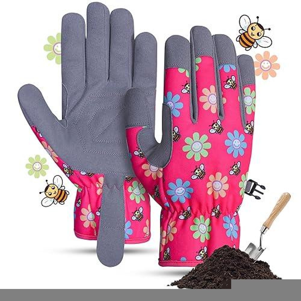 Saga Sports Kids Gardening Gloves Durable & Comfortable With Fun Design  Perfect For Little Kids  Ideal For All Activities (Pink  X-Large)